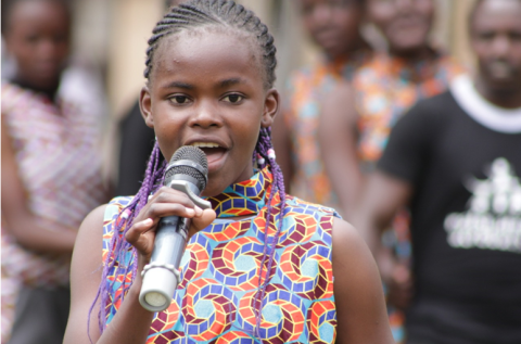 Girl with microphone